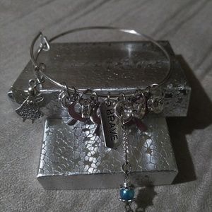 Breast cancer awareness themed bracelet ,handmade